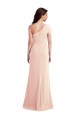 Cap Sleeves One Shoulder Stretch Crepe Nude Long Formal Dress