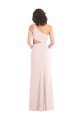 Sleeveless One Shoulder Stretch Crepe Pink Long Formal Dress