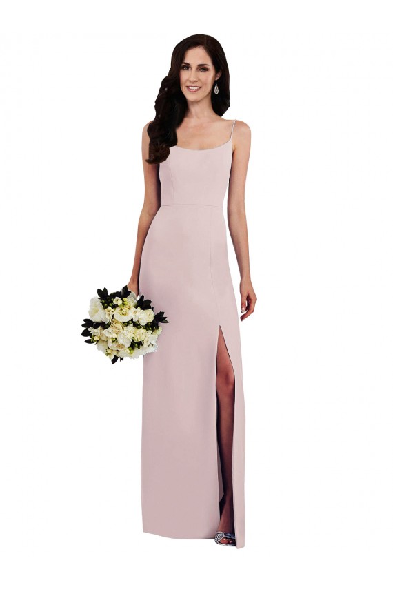 Sleeveless Spaghetti Straps Stretch Crepe Long Formal Dress