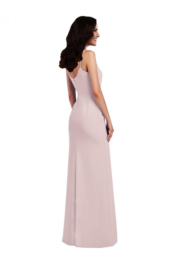 Sleeveless Spaghetti Straps Stretch Crepe Long Formal Dress