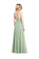 Sleeveless Square Neck Chiffon Sage Long Formal Dress
