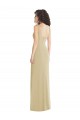 Sleeveless Square Neck Stretch Crepe Champagne Long Formal Dress