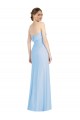 Sleeveless Strapless Chiffon Light Sky Blue Long Black Tie Formal Dress