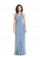 Sleeveless V-Neck Chiffon Dusty Blue Long Formal Dress