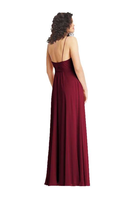 Sleeveless V-Neck Chiffon Smoke Green Long Formal Dress