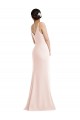 Sleeveless V-Neck Stretch Crepe Pink Long Formal Dresses