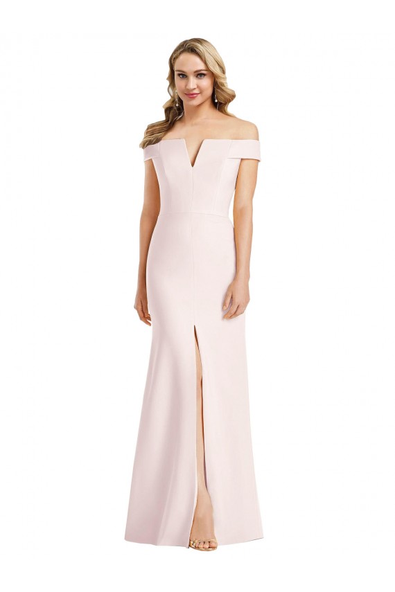 Sleeveless V-Neck Stretch Crepe Pink Long Formal Gowns