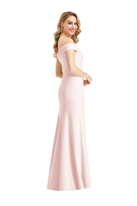 Sleeveless V-Neck Stretch Crepe Pink Long Formal Gowns