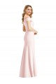 Sleeveless V-Neck Stretch Crepe Pink Long Formal Gowns